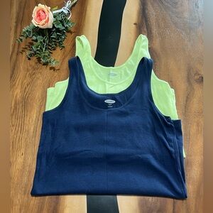 Old Navy Women's Tank Tops - Dark Blue and Lime
